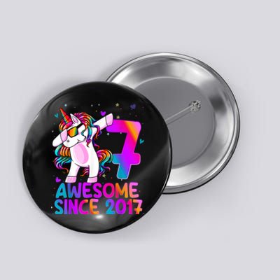 Dabbing Unicorn 7 Year Old 7th Birthday Girl Unicorn Party Button