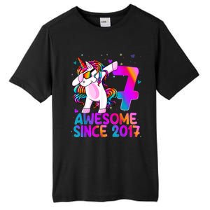 Dabbing Unicorn 7 Year Old 7th Birthday Girl Unicorn Party Tall Fusion ChromaSoft Performance T-Shirt