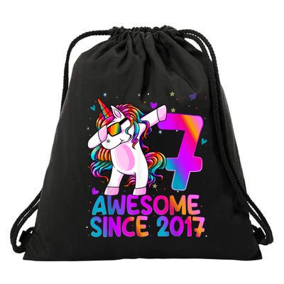 Dabbing Unicorn 7 Year Old 7th Birthday Girl Unicorn Party Drawstring Bag