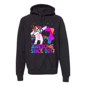 Dabbing Unicorn 7 Year Old 7th Birthday Girl Unicorn Party Premium Hoodie