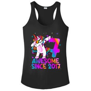 Dabbing Unicorn 7 Year Old 7th Birthday Girl Unicorn Party Ladies PosiCharge Competitor Racerback Tank