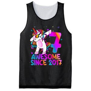 Dabbing Unicorn 7 Year Old 7th Birthday Girl Unicorn Party Mesh Reversible Basketball Jersey Tank