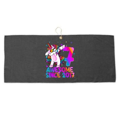 Dabbing Unicorn 7 Year Old 7th Birthday Girl Unicorn Party Large Microfiber Waffle Golf Towel