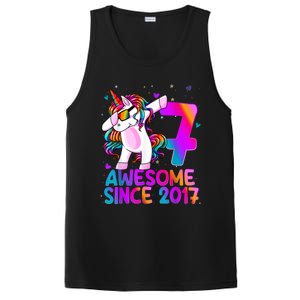 Dabbing Unicorn 7 Year Old 7th Birthday Girl Unicorn Party PosiCharge Competitor Tank