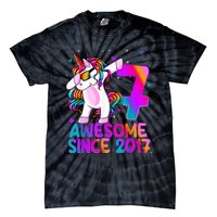 Dabbing Unicorn 7 Year Old 7th Birthday Girl Unicorn Party Tie-Dye T-Shirt