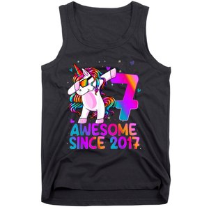 Dabbing Unicorn 7 Year Old 7th Birthday Girl Unicorn Party Tank Top