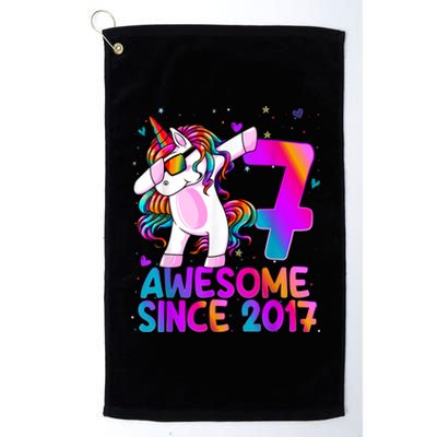 Dabbing Unicorn 7 Year Old 7th Birthday Girl Unicorn Party Platinum Collection Golf Towel