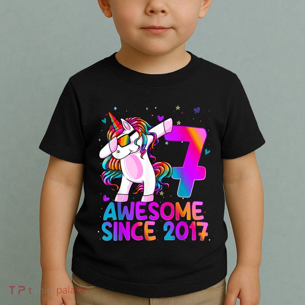 Dabbing Unicorn 7 Year Old 7th Birthday Girl Unicorn Party Toddler T-Shirt