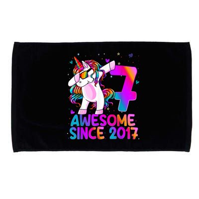 Dabbing Unicorn 7 Year Old 7th Birthday Girl Unicorn Party Microfiber Hand Towel