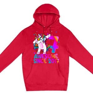 Dabbing Unicorn 7 Year Old 7th Birthday Girl Unicorn Party Premium Pullover Hoodie