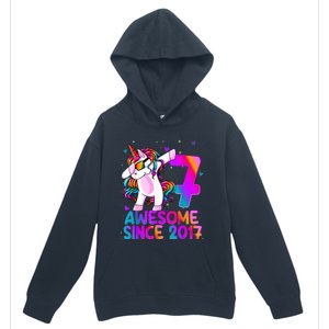 Dabbing Unicorn 7 Year Old 7th Birthday Girl Unicorn Party Urban Pullover Hoodie