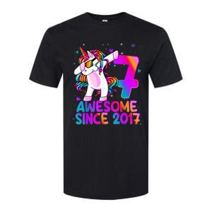 Dabbing Unicorn 7 Year Old 7th Birthday Girl Unicorn Party Softstyle CVC T-Shirt