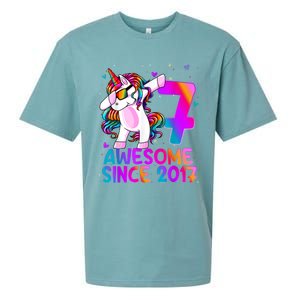 Dabbing Unicorn 7 Year Old 7th Birthday Girl Unicorn Party Sueded Cloud Jersey T-Shirt