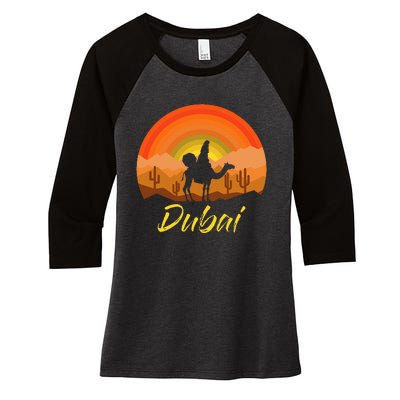 Dubai United Arab Emirates The Palm Women's Tri-Blend 3/4-Sleeve Raglan Shirt