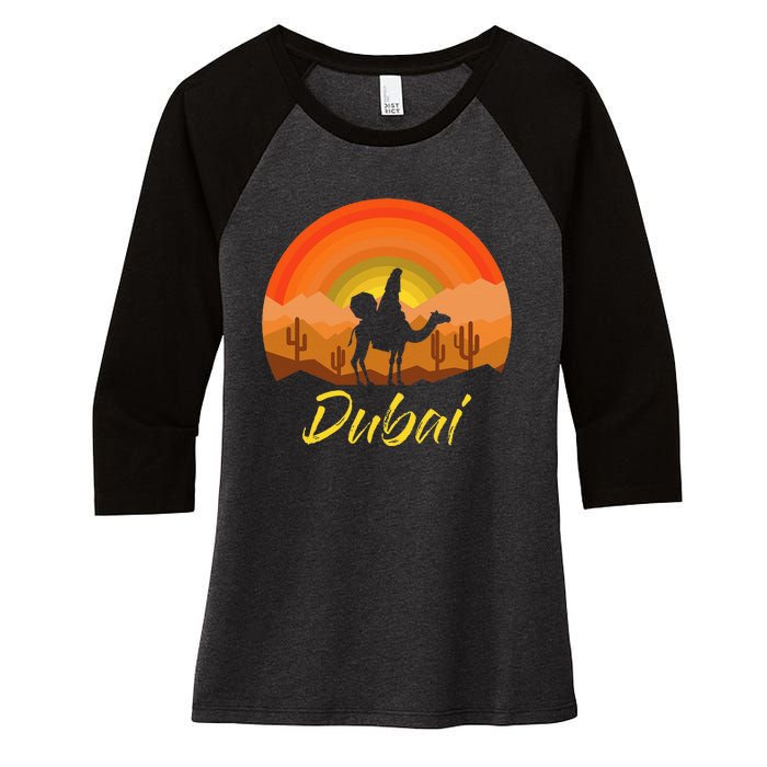 Dubai United Arab Emirates The Palm Women's Tri-Blend 3/4-Sleeve Raglan Shirt