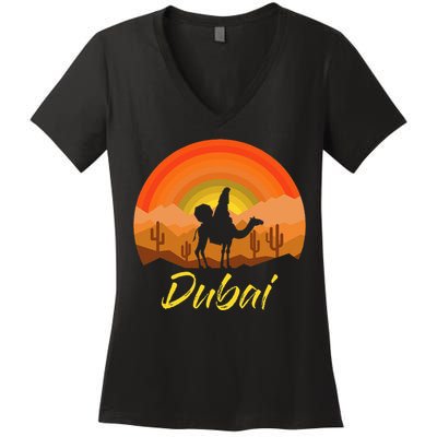 Dubai United Arab Emirates The Palm Women's V-Neck T-Shirt