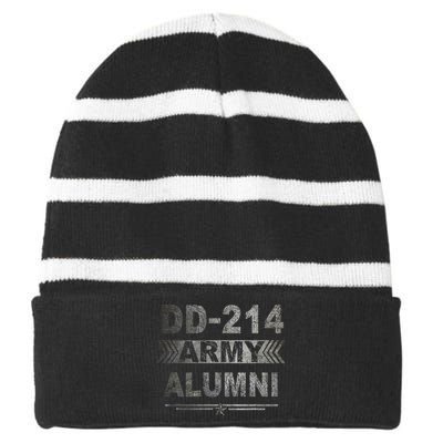 DD214 US Army Alumni Military Veteran Retirement Gifts Striped Beanie with Solid Band