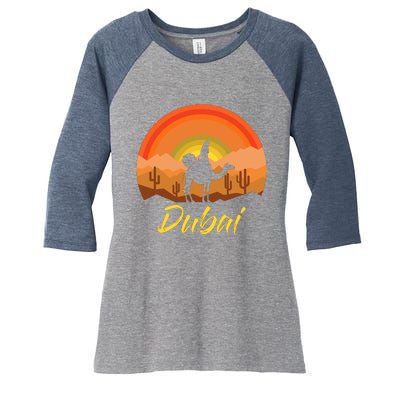 Dubai United Arab Emirates The Palm Women's Tri-Blend 3/4-Sleeve Raglan Shirt