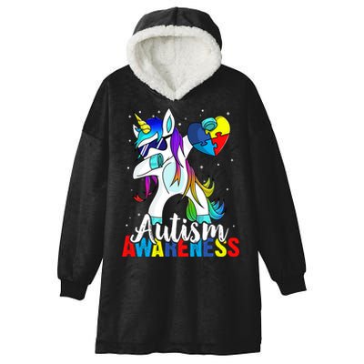 Dabbing Unicorn Autism Awareness Be Kind Gift Hooded Wearable Blanket