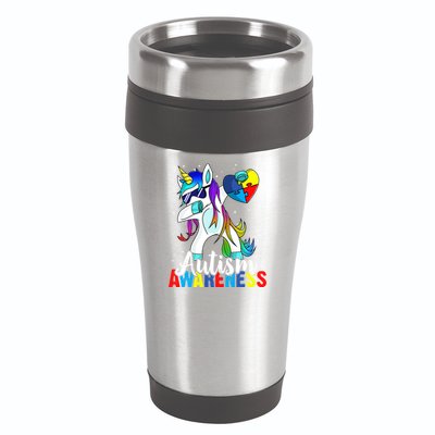 Dabbing Unicorn Autism Awareness Be Kind Gift 16oz Travel Tumbler