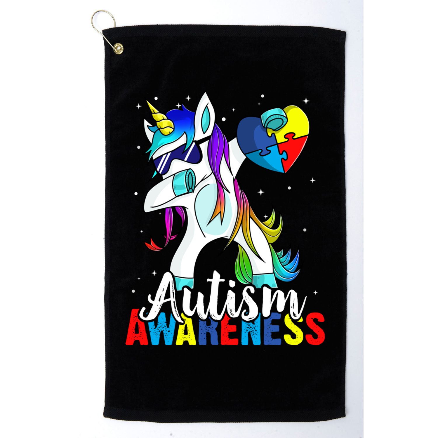Dabbing Unicorn Autism Awareness Be Kind Gift Golf Towel
