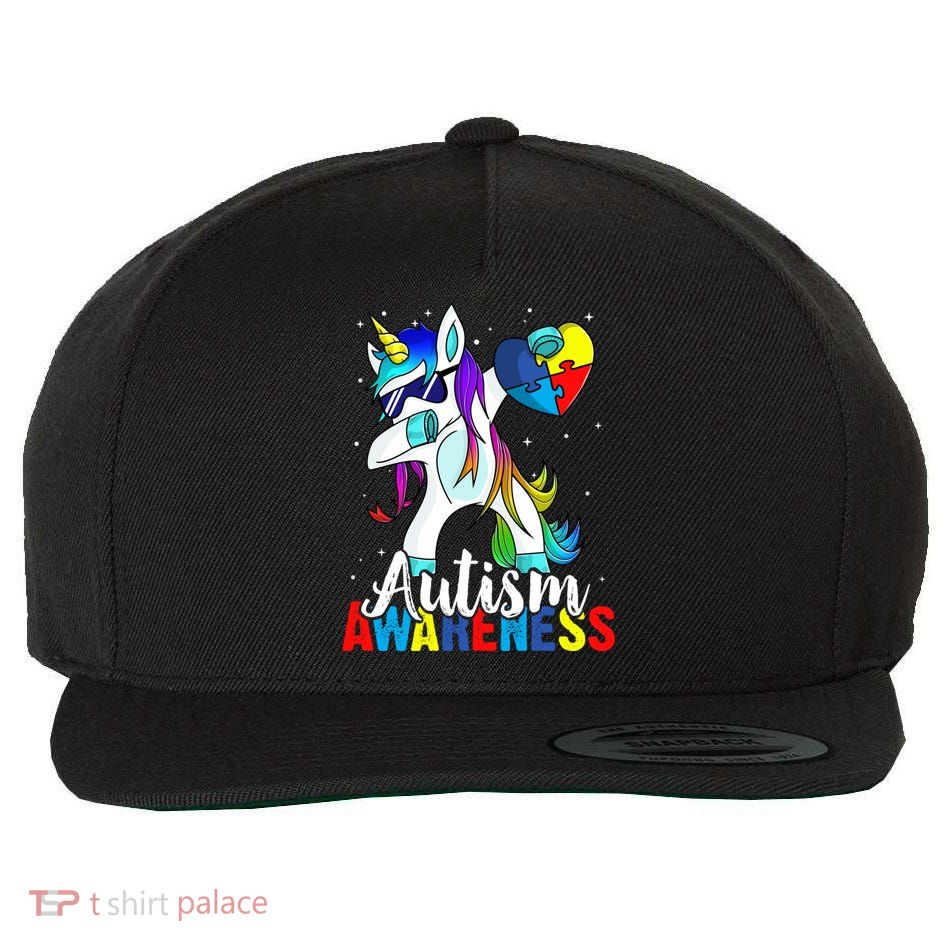 Dabbing Unicorn Autism Awareness Be Kind Gift Wool Snapback Cap