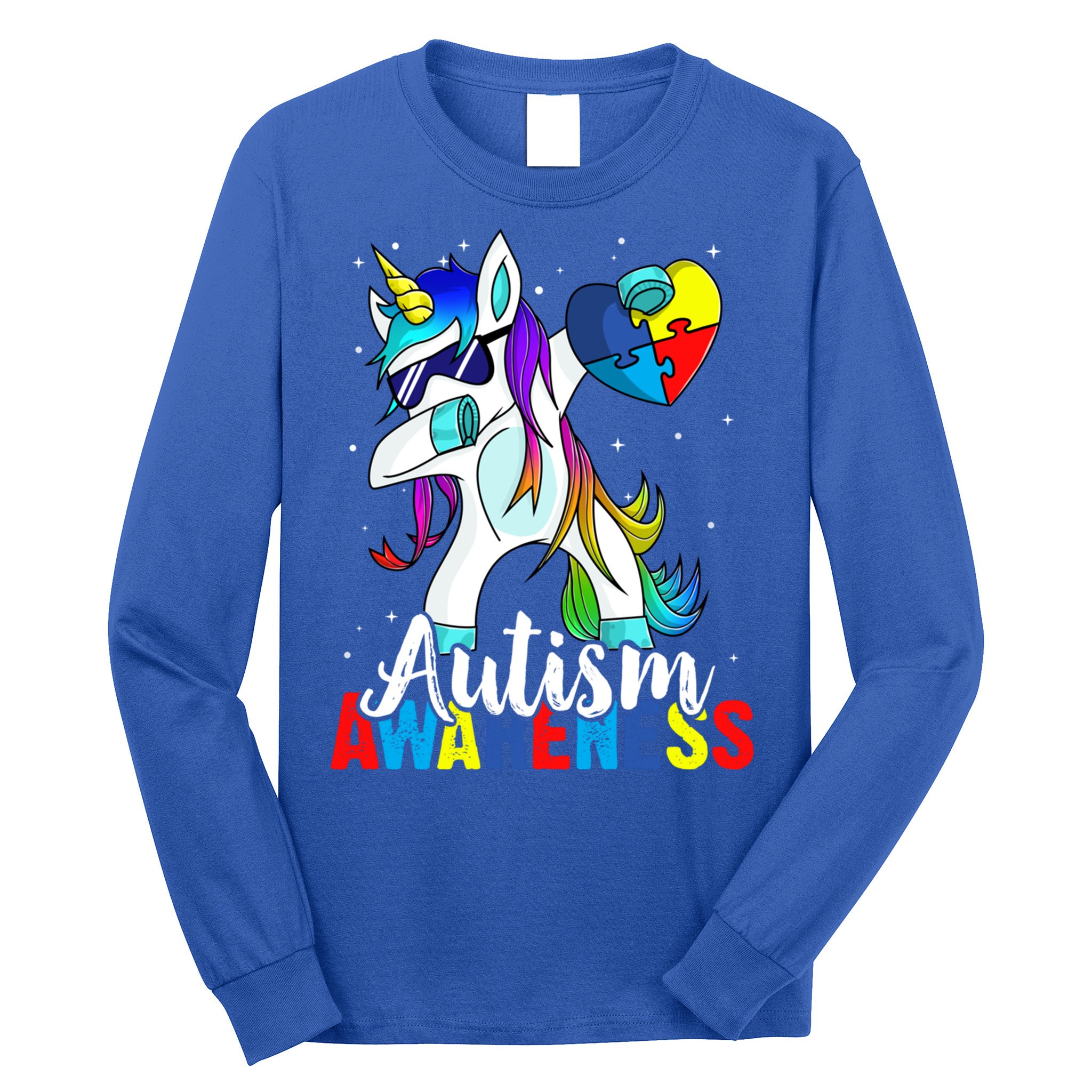 Dabbing Unicorn Autism Awareness Be Kind Gift Long Sleeve Shirt