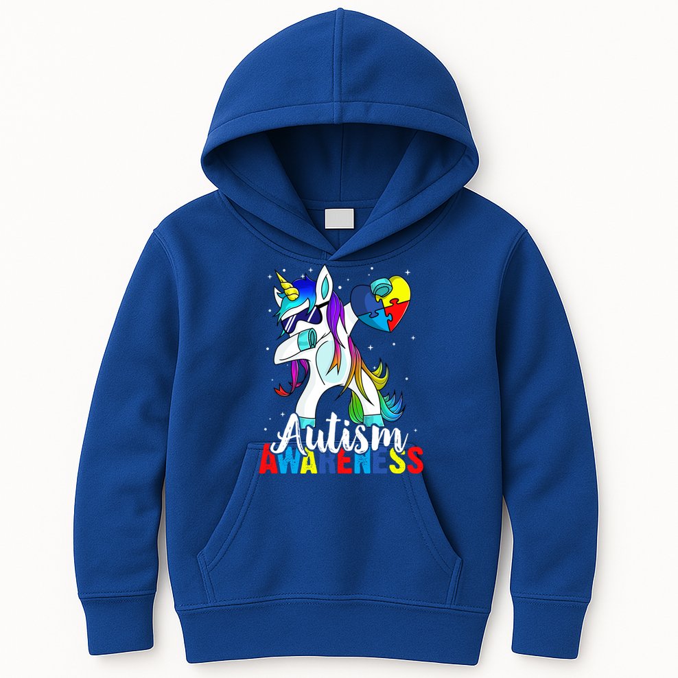 Dabbing Unicorn Autism Awareness Be Kind Gift Kids Hoodie