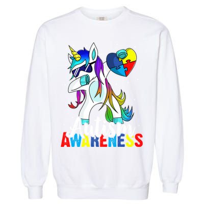 Dabbing Unicorn Autism Awareness Be Kind Gift Garment-Dyed Sweatshirt