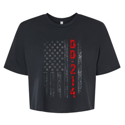 Dd214 Us Alumni American Flag Vintage Veteran Patriotic Bella+Canvas Jersey Crop Tee