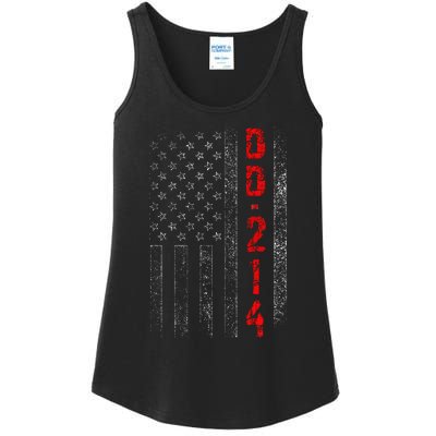 Dd214 Us Alumni American Flag Vintage Veteran Patriotic Ladies Essential Tank