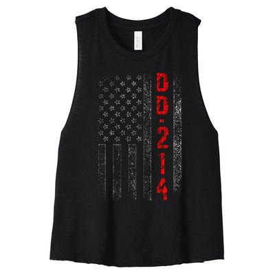 Dd214 Us Alumni American Flag Vintage Veteran Patriotic Women's Racerback Cropped Tank