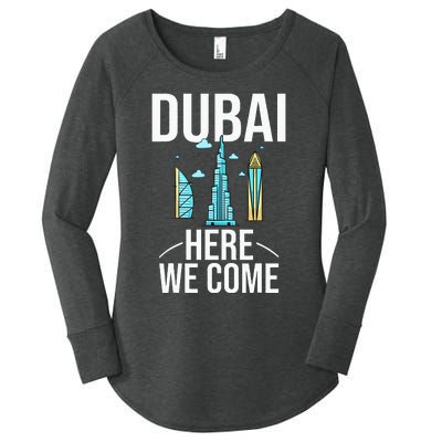 Dubai United Arab Emirates Uae City Trip Skyline Map Travel Women's Perfect Tri Tunic Long Sleeve Shirt