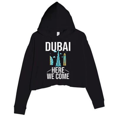 Dubai United Arab Emirates Uae City Trip Skyline Map Travel Crop Fleece Hoodie