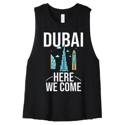 Dubai United Arab Emirates Uae City Trip Skyline Map Travel Women's Racerback Cropped Tank