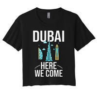 Dubai United Arab Emirates Uae City Trip Skyline Map Travel Women's Crop Top Tee