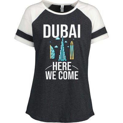 Dubai United Arab Emirates Uae City Trip Skyline Map Travel Enza Ladies Jersey Colorblock Tee