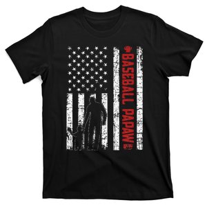 Distressed USA American Flag Baseball Papaw Father's Day T-Shirt