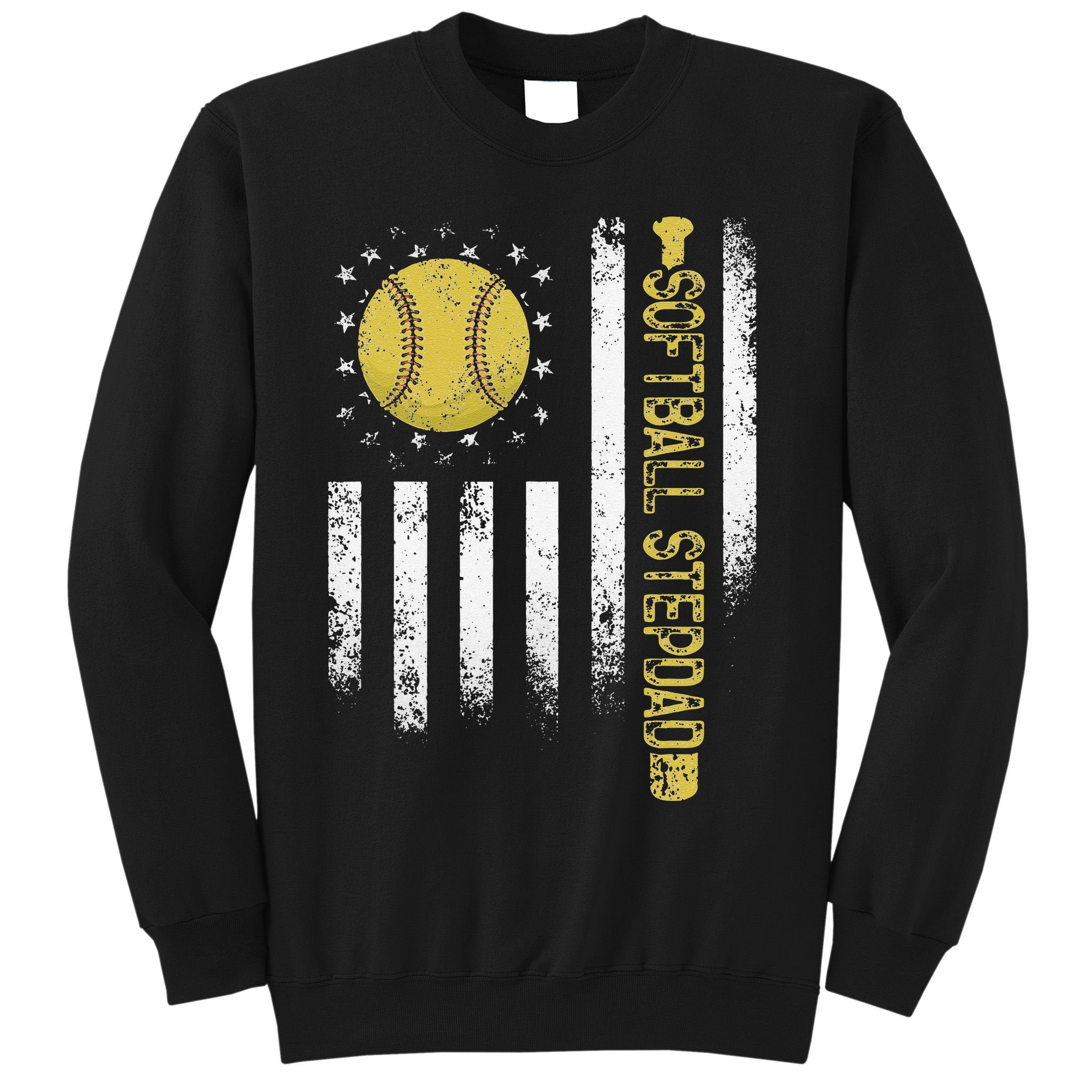 Distressed USA American Flag Softball Stepdad Fathers Day Sweatshirt