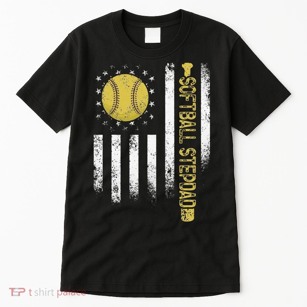 Distressed USA American Flag Softball Stepdad Fathers Day Tall T-Shirt