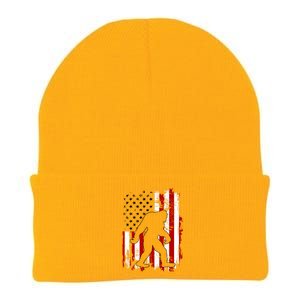 Distressed USA American Bigfoot Sasquatch Flag Knit Cap Winter Beanie