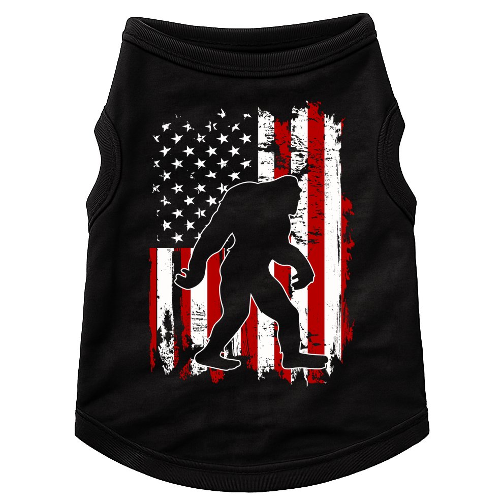 Distressed USA American Bigfoot Sasquatch Flag Doggie Tank
