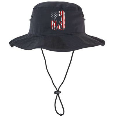 Distressed USA American Bigfoot Sasquatch Flag Bucket Hat