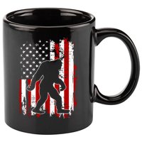 Distressed USA American Bigfoot Sasquatch Flag 11oz C Handle Ceramic Mug