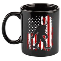 Distressed USA American Bigfoot Sasquatch Flag 11oz C Handle Ceramic Mug