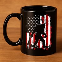 Distressed USA American Bigfoot Sasquatch Flag 11oz C Handle Ceramic Mug