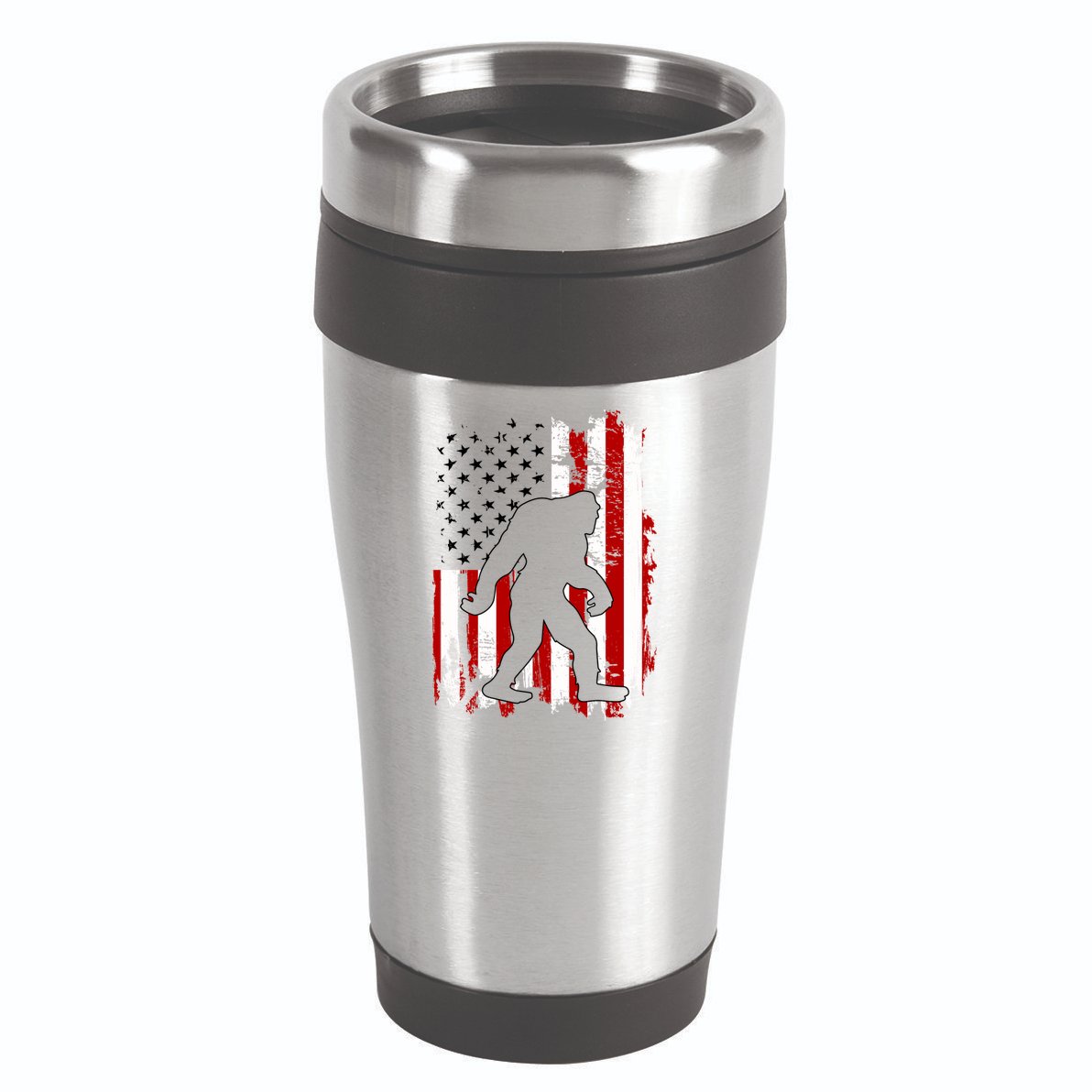 Distressed USA American Bigfoot Sasquatch Flag 16oz Travel Tumbler