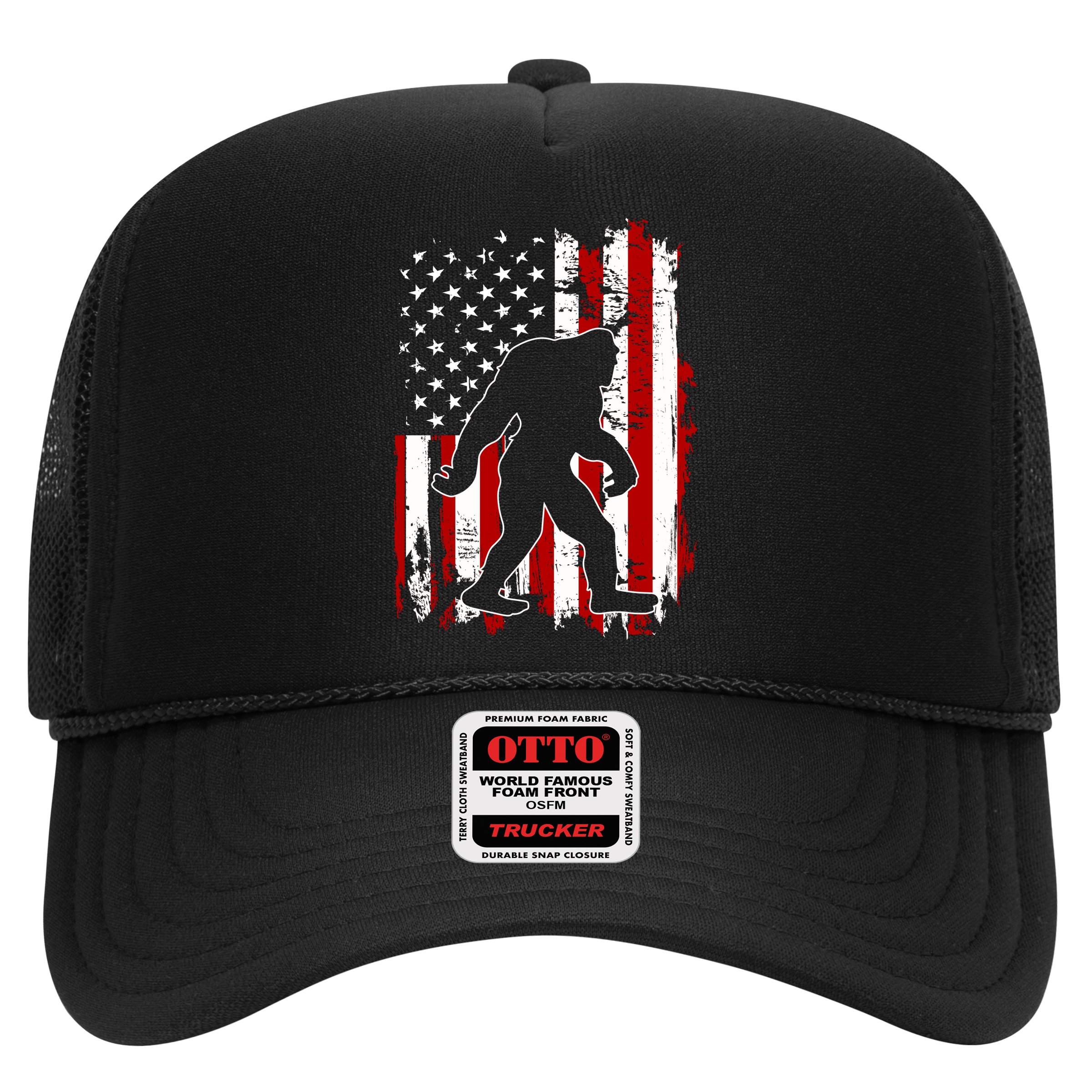 Distressed USA American Bigfoot Sasquatch Flag Hat