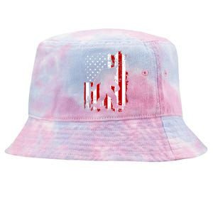 Distressed USA American Bigfoot Sasquatch Flag Tie-Dyed Bucket Hat