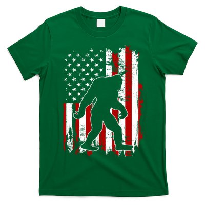 Distressed USA American Bigfoot Sasquatch Flag T-Shirt